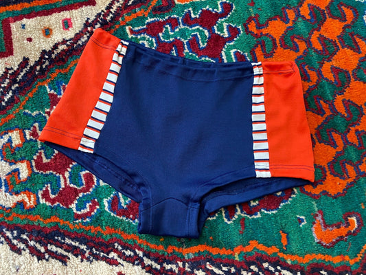 Vintage 1970s Navy & Red Swim Shorts