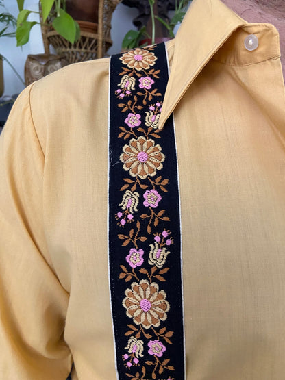 Vintage 1970s Embroidered Floral Pattern Braces
