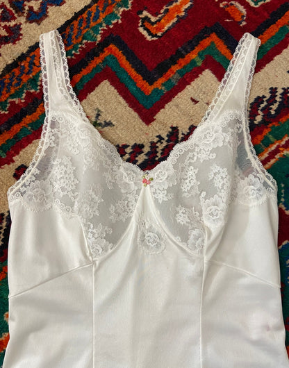 Vintage 1960s French White Lace Slip