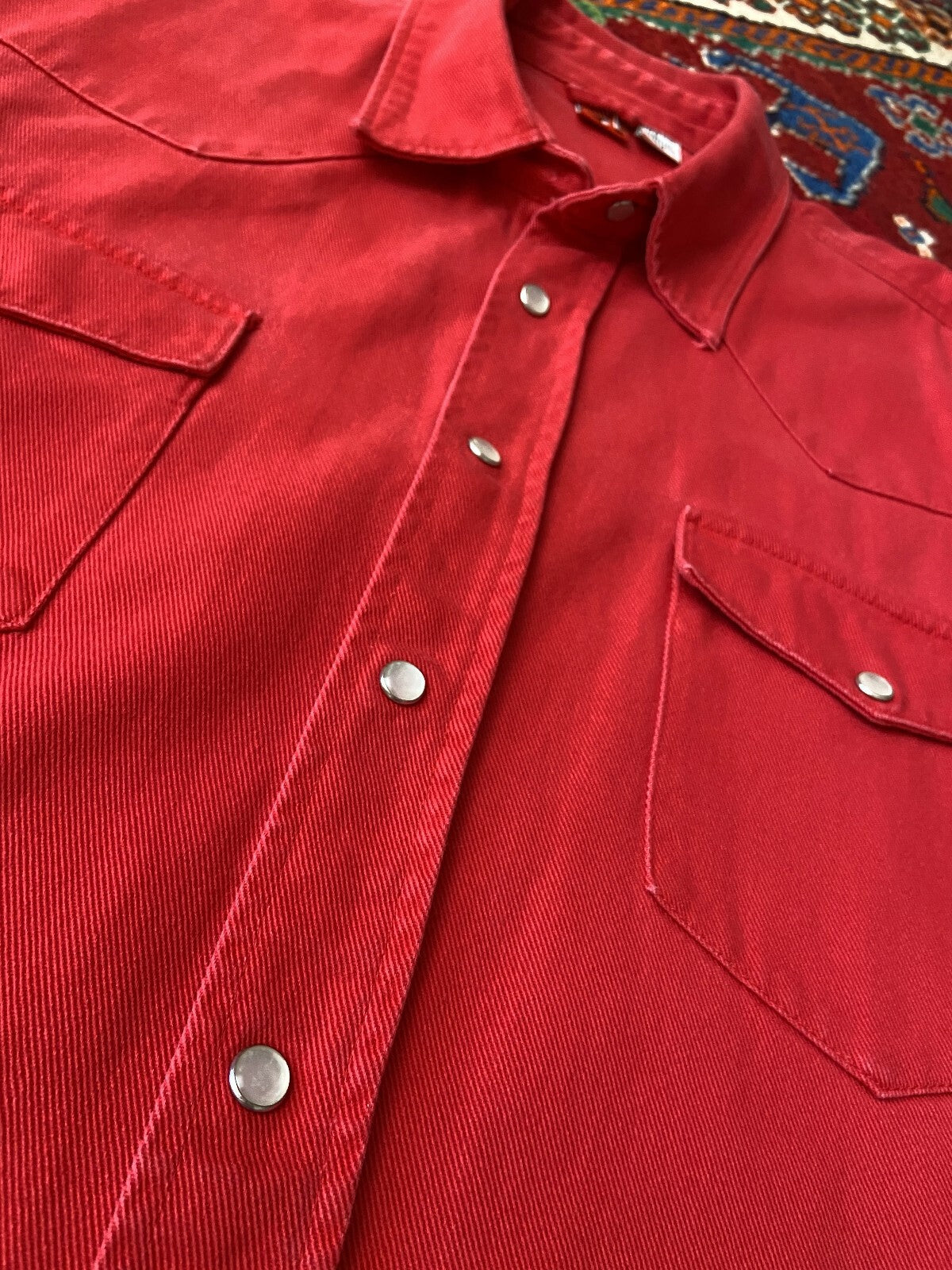 Vintage 90s Red Twill Western Shirt