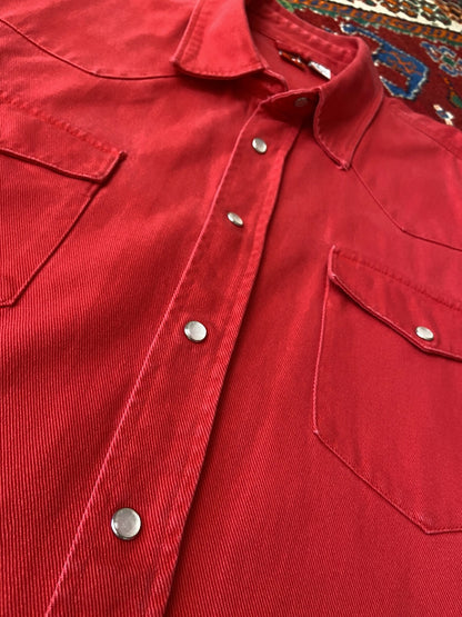 Vintage 90s Red Twill Western Shirt