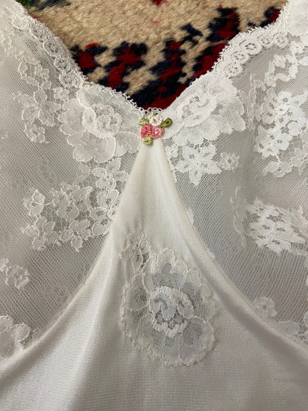 Vintage 1960s French White Lace Slip