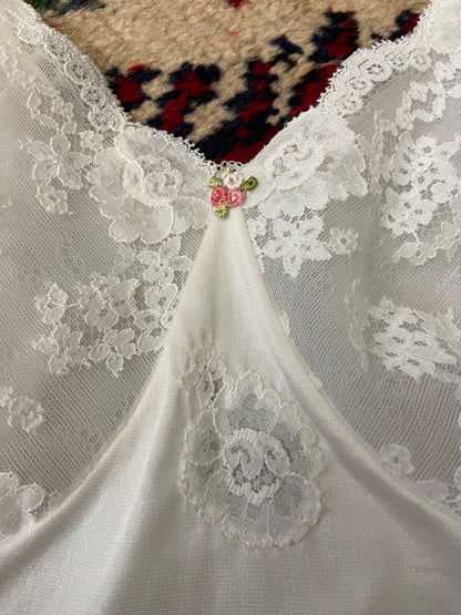 Vintage 1960s French White Lace Slip