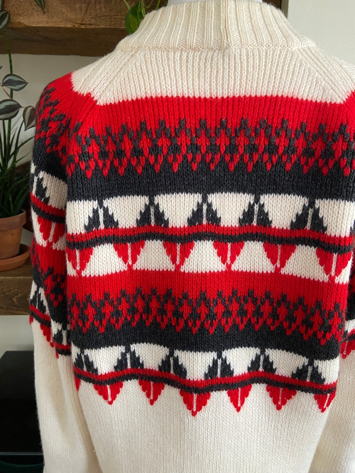 Vintage Cream & Red Fair Isle Jumper
