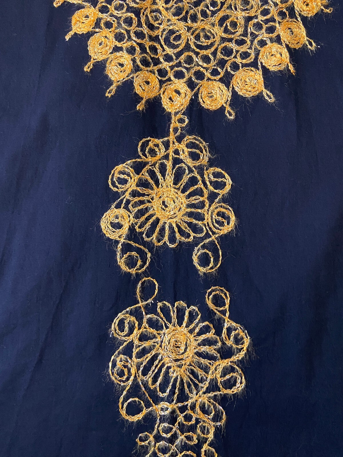 Vintage 1970s Black & Gold Embroidered Kaftan