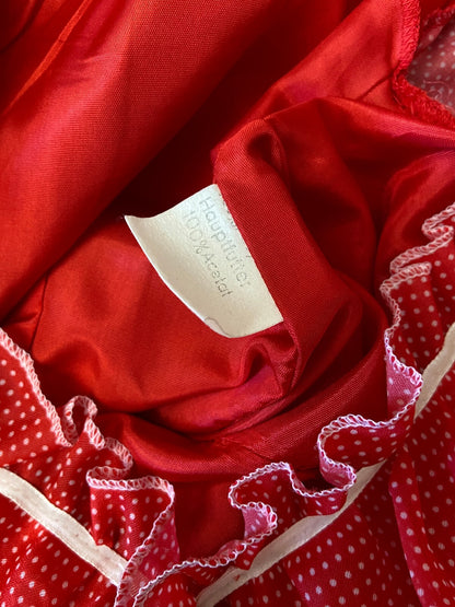 Vintage 1970s Red Spot V-Neck Maxi Dress