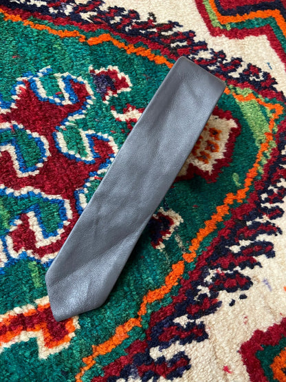 Vintage 1970s Grey leather Skinny Tie