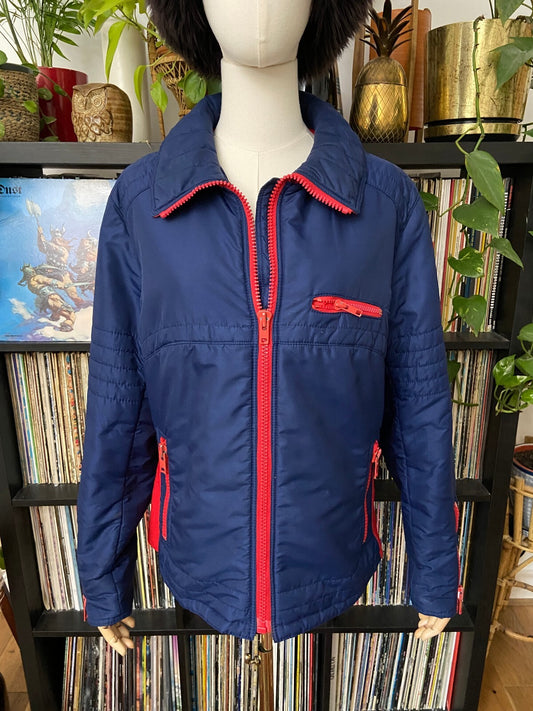 Vintage 1970s Navy & Red Elho Ski Jacket