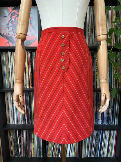 Vintage 1970s Red Pinstripe Skirt