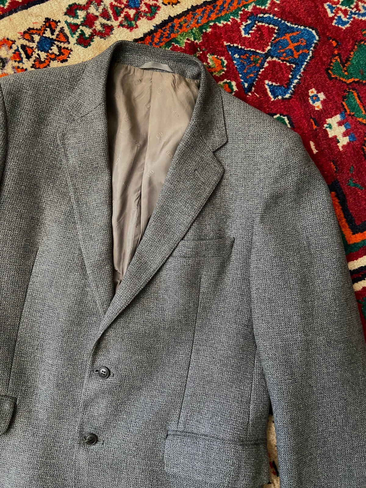 Vintage 1970s Christian Dior Grey Tweed Jacket