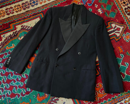 Vintage 1960s Black Peak Collar Dinner Blazer Jacket