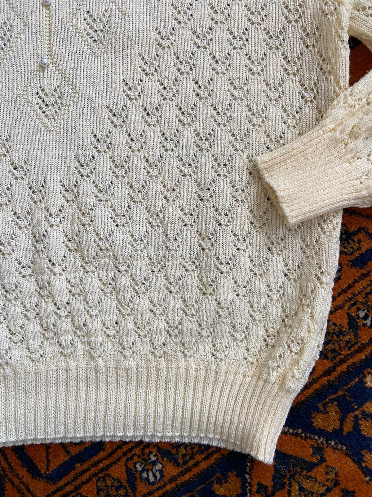 Vintage 1980s Pale Yellow Pearl Knit
