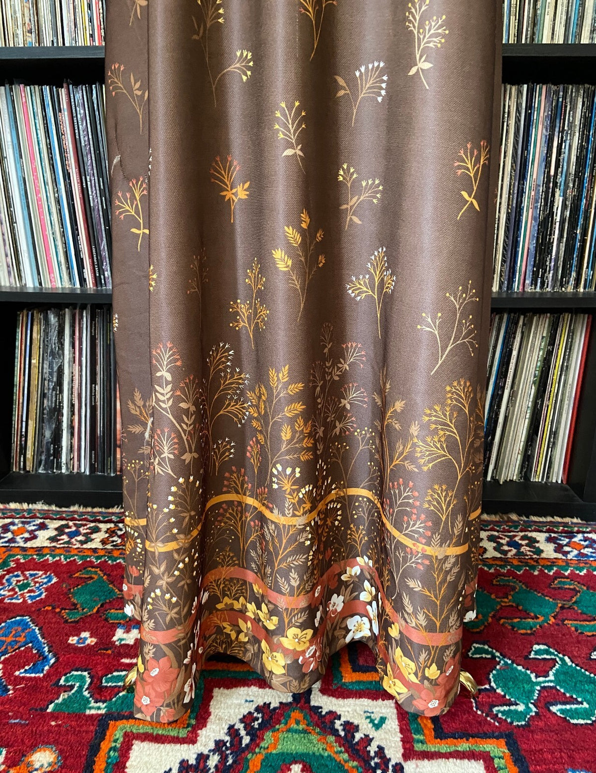 Vintage 1970s Brown Floral Maxi Skirt