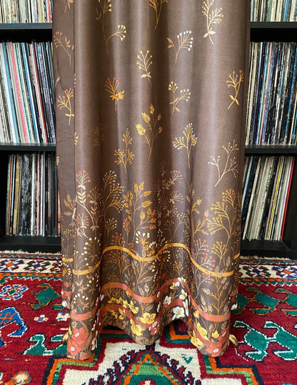 Vintage 1970s Brown Floral Maxi Skirt
