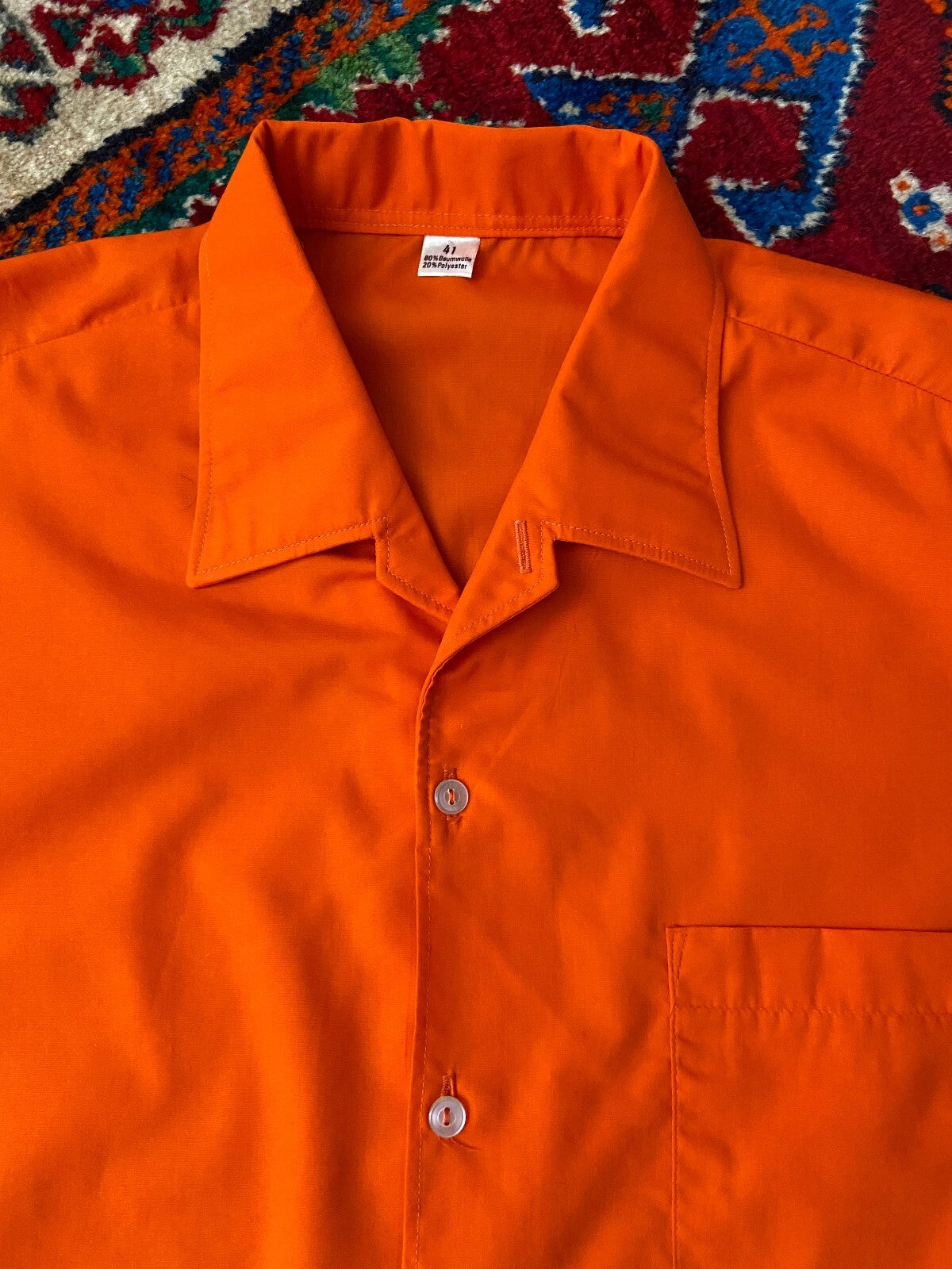 Vintage 1970s Orange Camp Collar Shirt