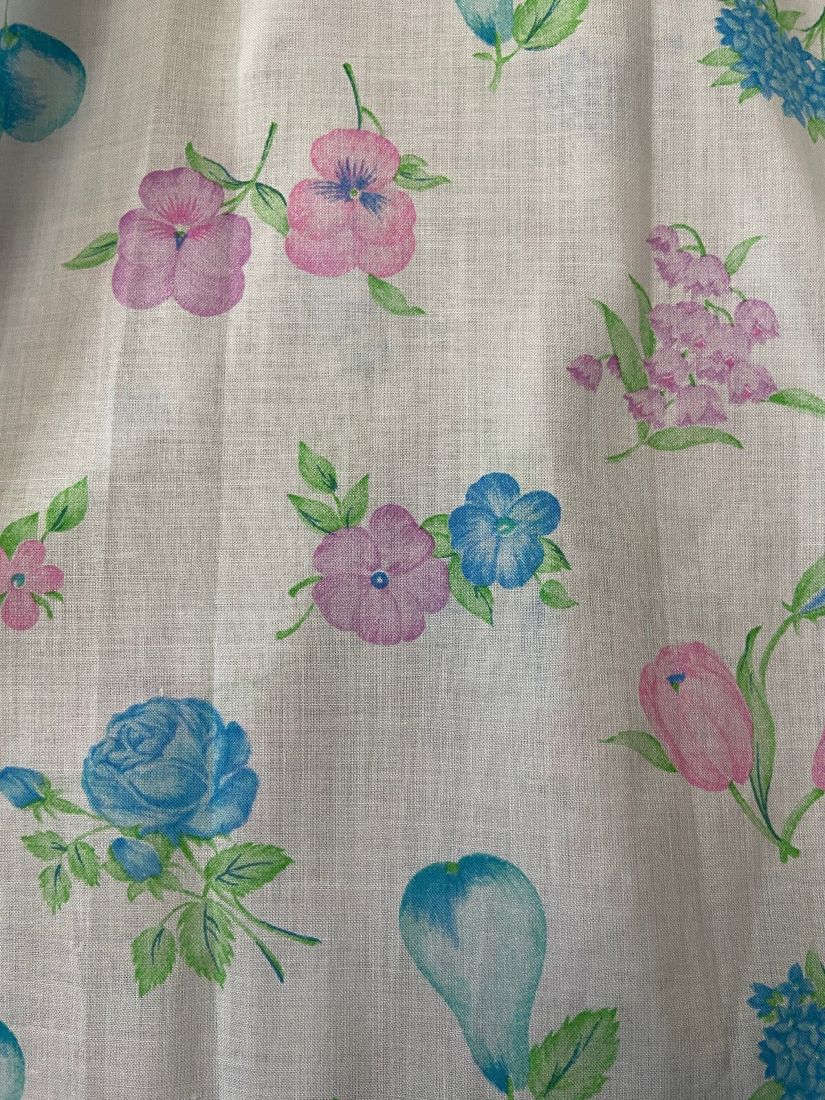 Vintage 1970s Pale Blue Romantic Floral Maxi Dress
