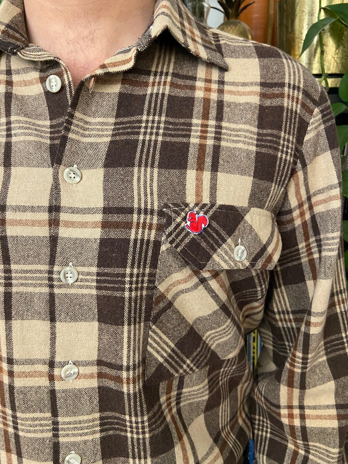 Vintage 1980s Italian Brown Plaid Shirt