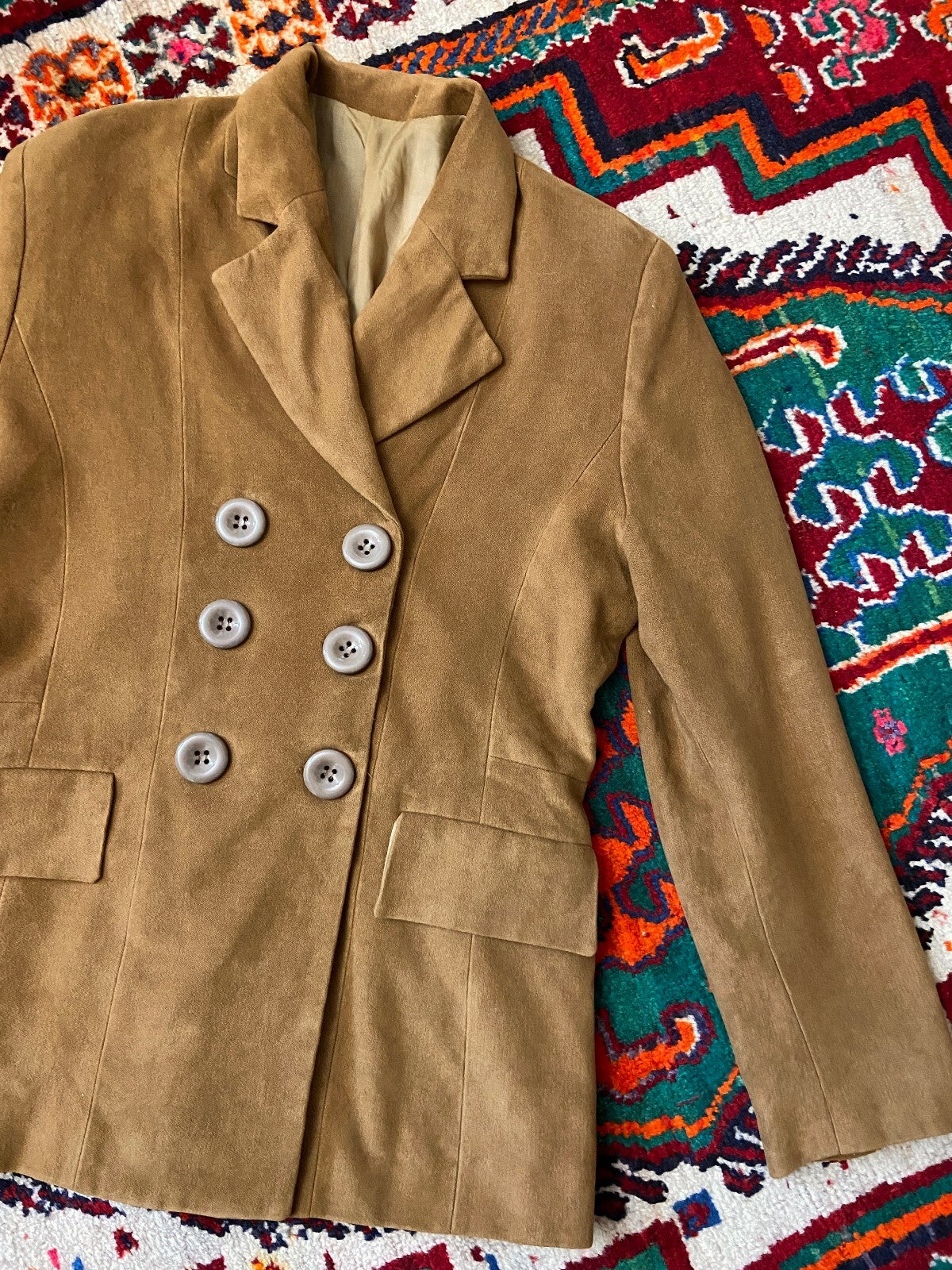 Vintage 1980s Soft Tan Double Breasted Jacket