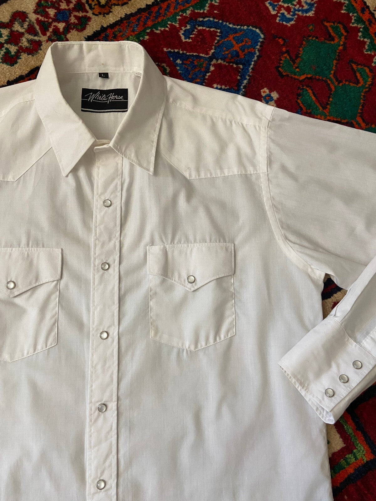 Vintage 1980s Plain White Western Shirt