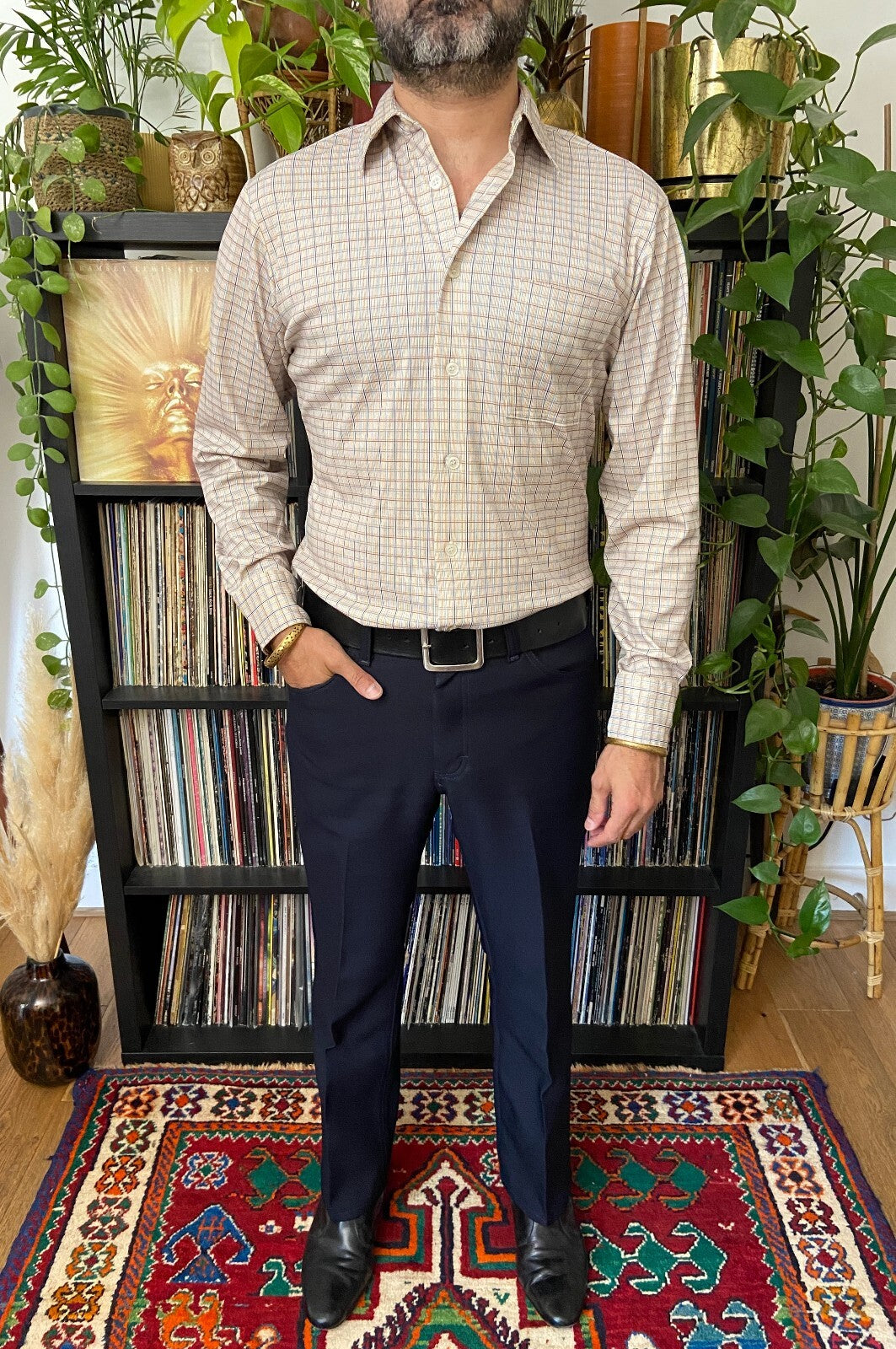 Vintage 1970s Beige Jersey Shirt