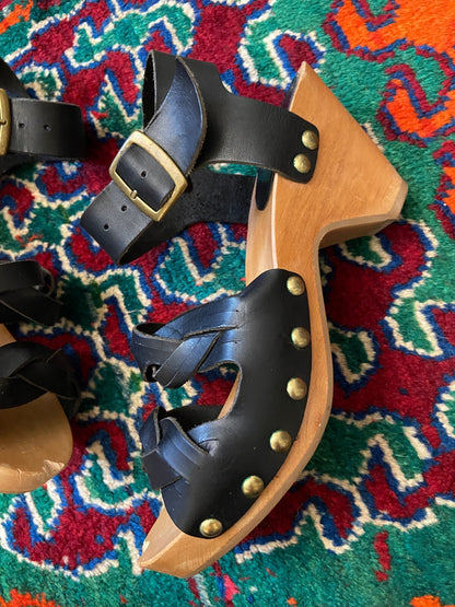 Isabel Marant Black Leather Clog Sandal UK 7