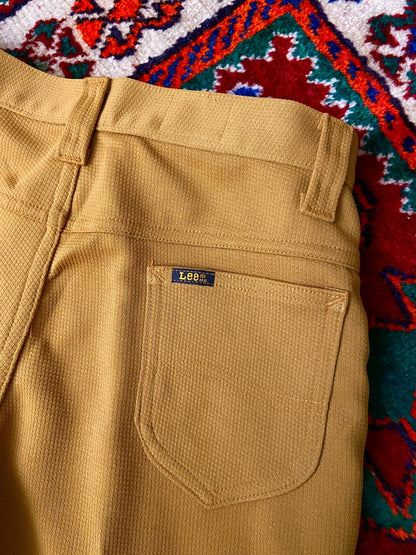 Vintage 1970s Deadstock Lee Mustard Flared Trousers W29