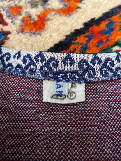 Vintage 1970s Folk Knit Drop Waist Dress