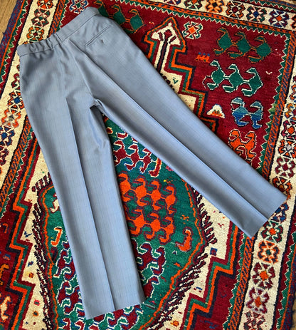 Vintage 1970s Grey Blue Adjustable Golf Trousers W32-35 / L31
