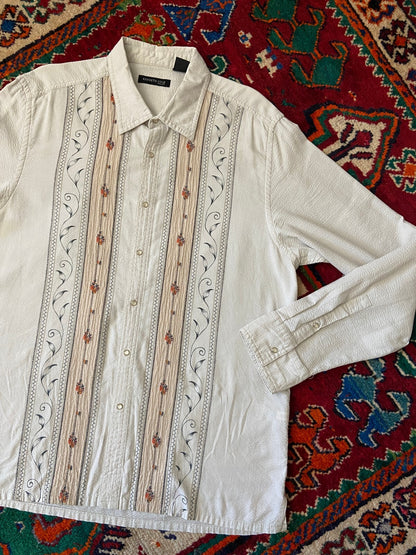 Vintage 90s Kenneth Cole Embroidered Bohemian Shirt