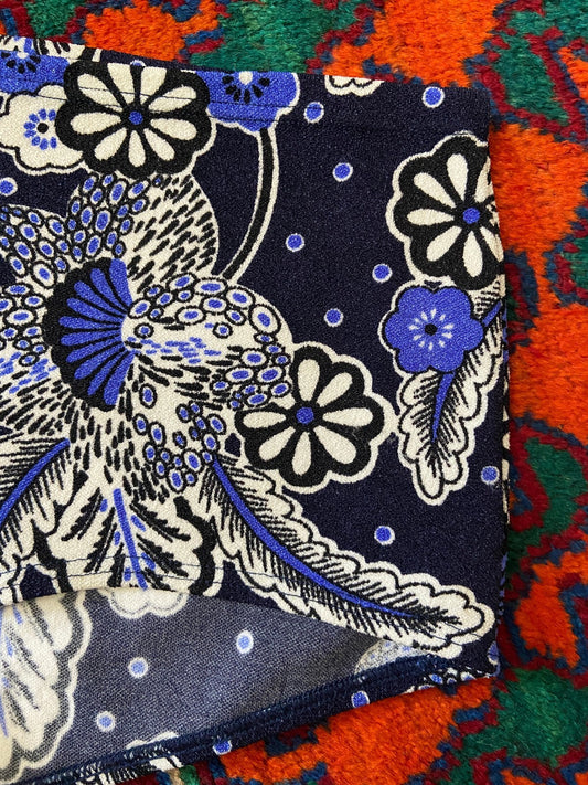 Vintage 1970s Navy & White Floral Swim Shorts
