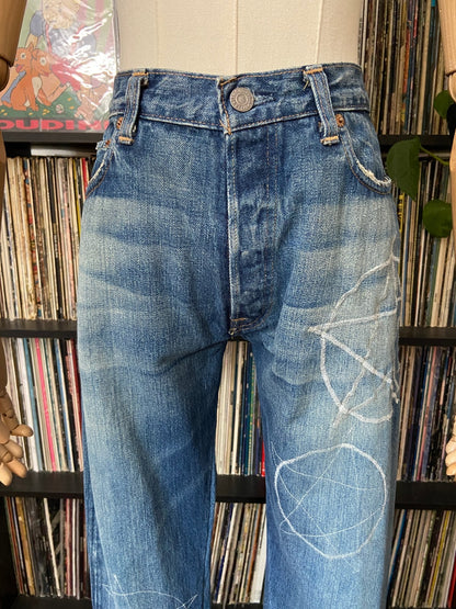 Rare Vintage 90s Levi's 66501 Big E Selvedge Pentagram Jeans W30/L29.5