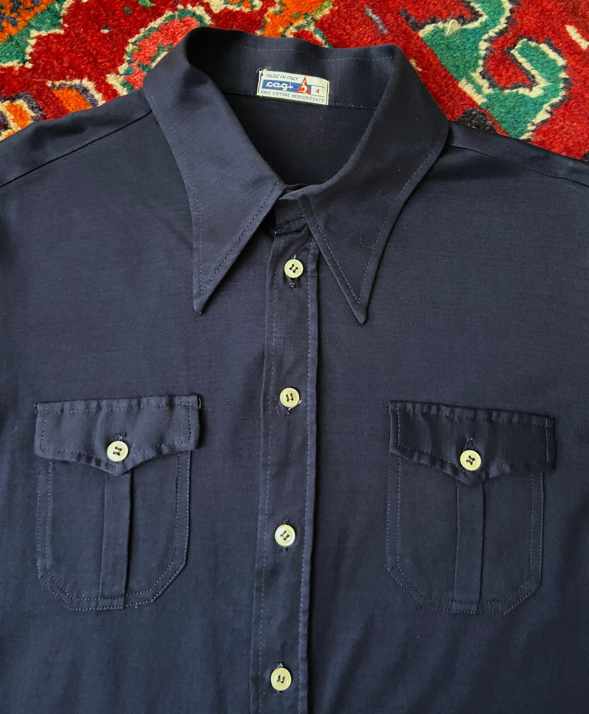 Vintage Italian 1970s Navy Shirt