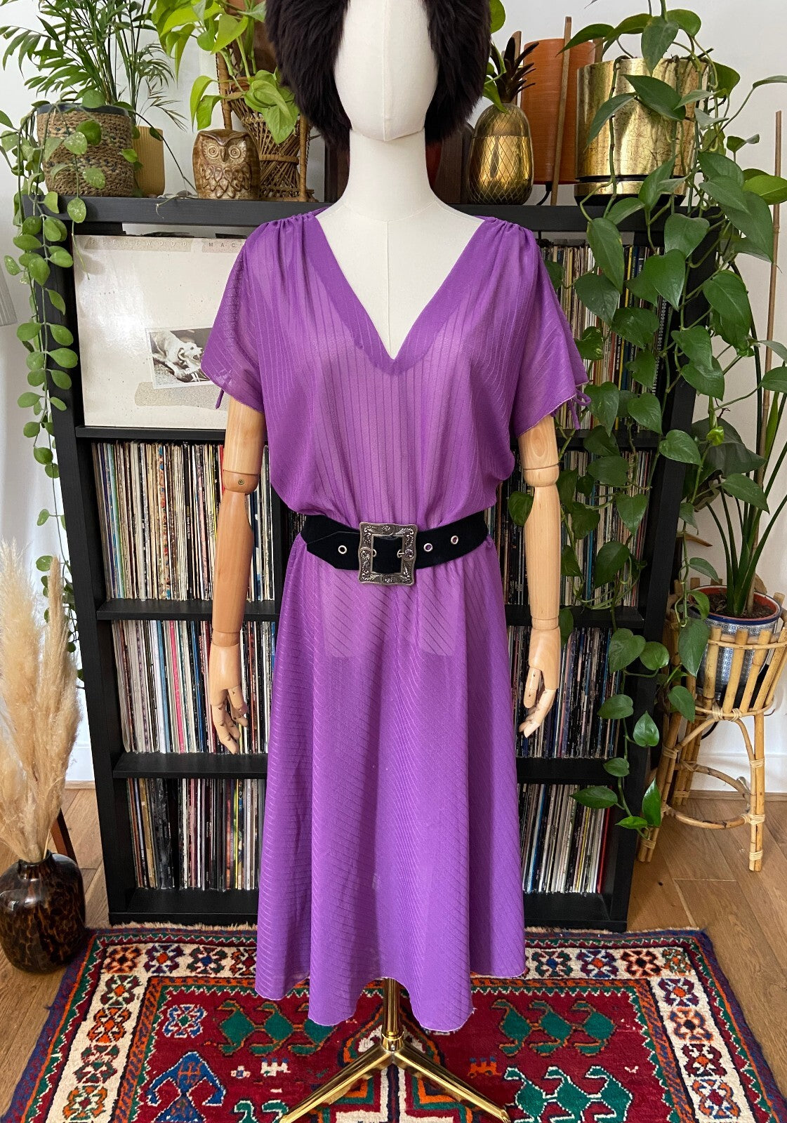 Vintage 1970s Homemade Purple Grecian Midi Dress