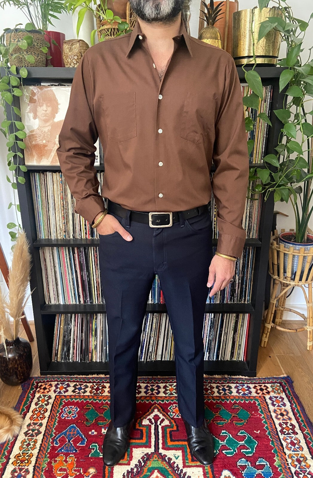 Vintage 1980s Chocolate Brown Sears Shirt