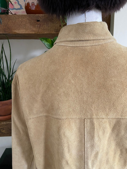 Vintage 1980s Beige Suede Lightweight Jacket