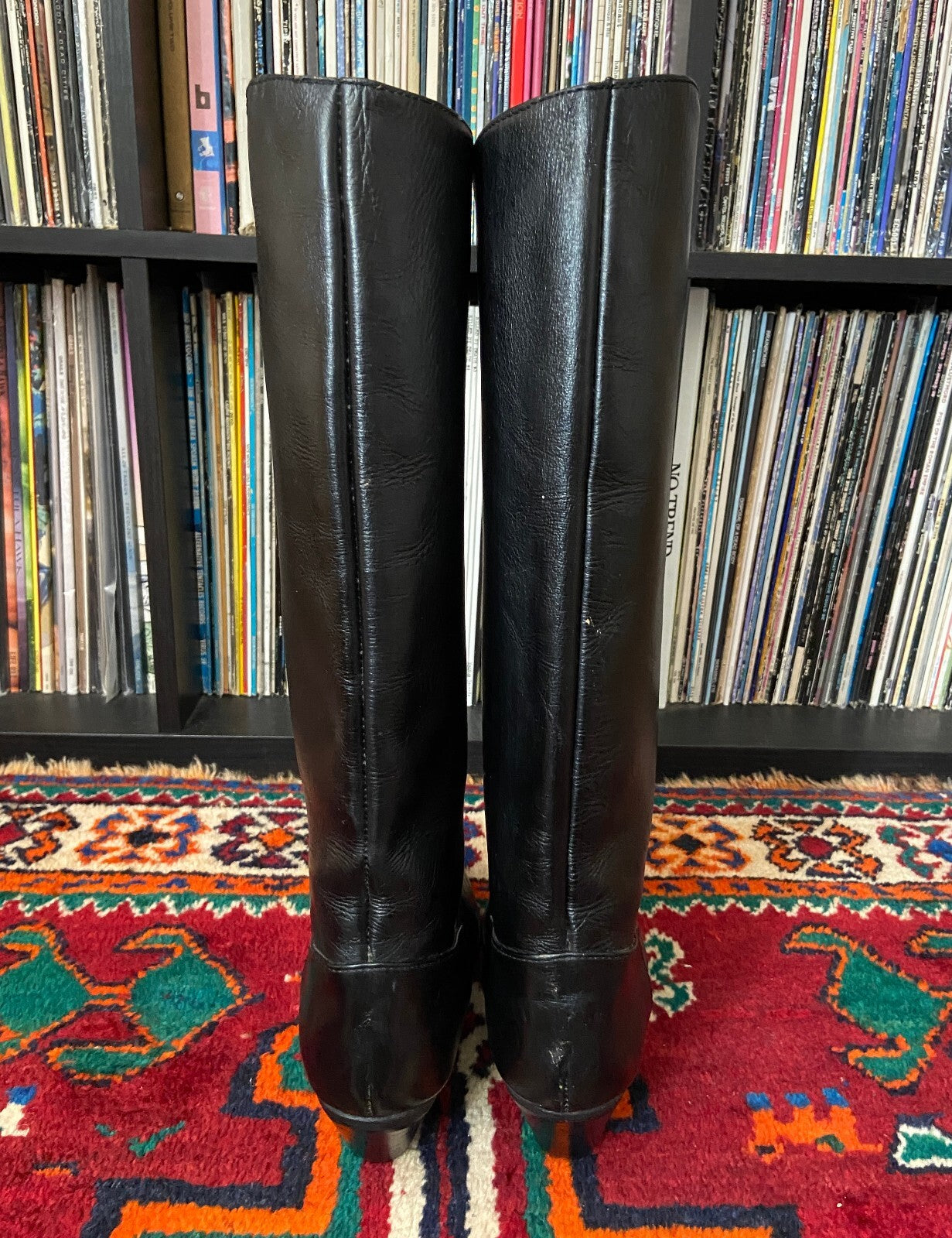 Vintage 1980s Black Knee High Boots UK 7.5