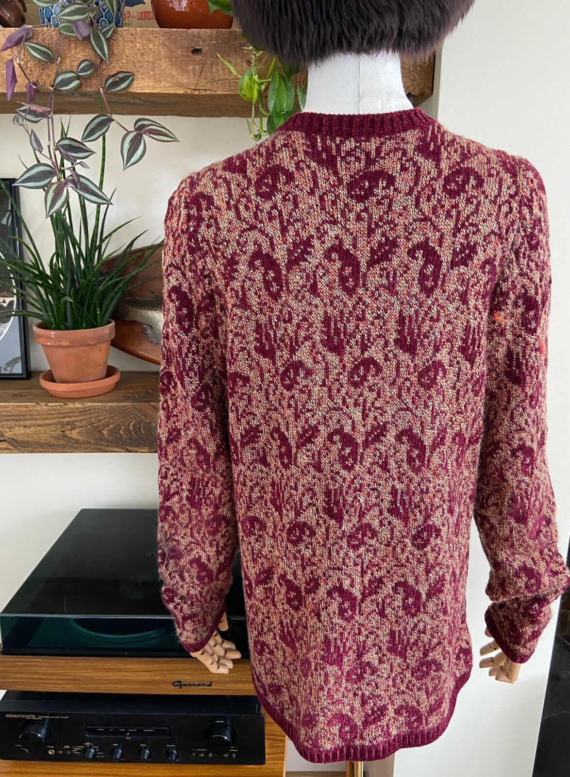 Vintage 1960s Purple Chenille Cardigan