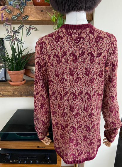 Vintage 1960s Purple Chenille Cardigan