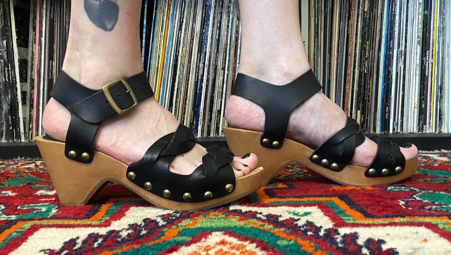 Isabel Marant Black Leather Clog Sandal UK 7