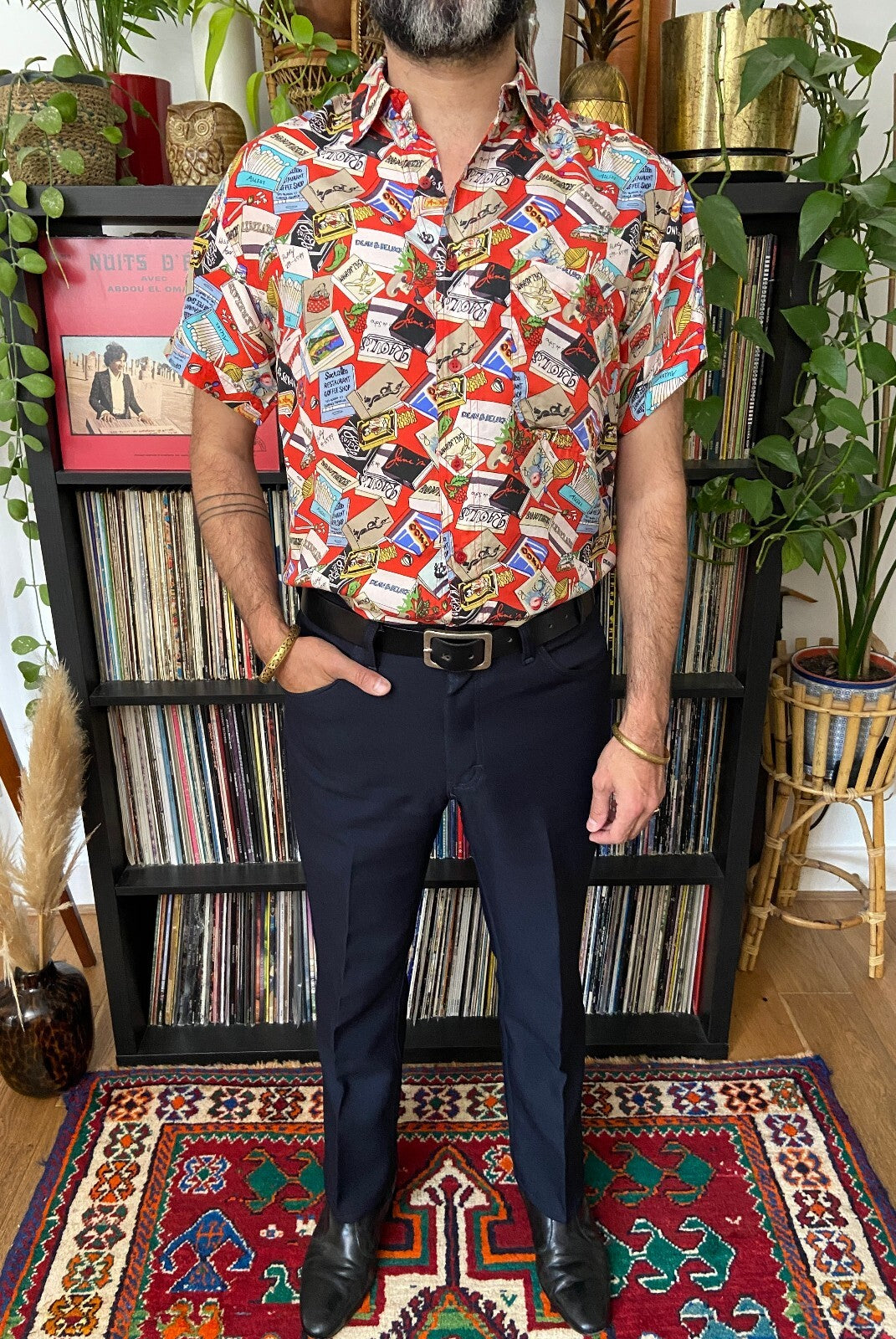 Vintage 1980s Matchbox Print Silk Shirt