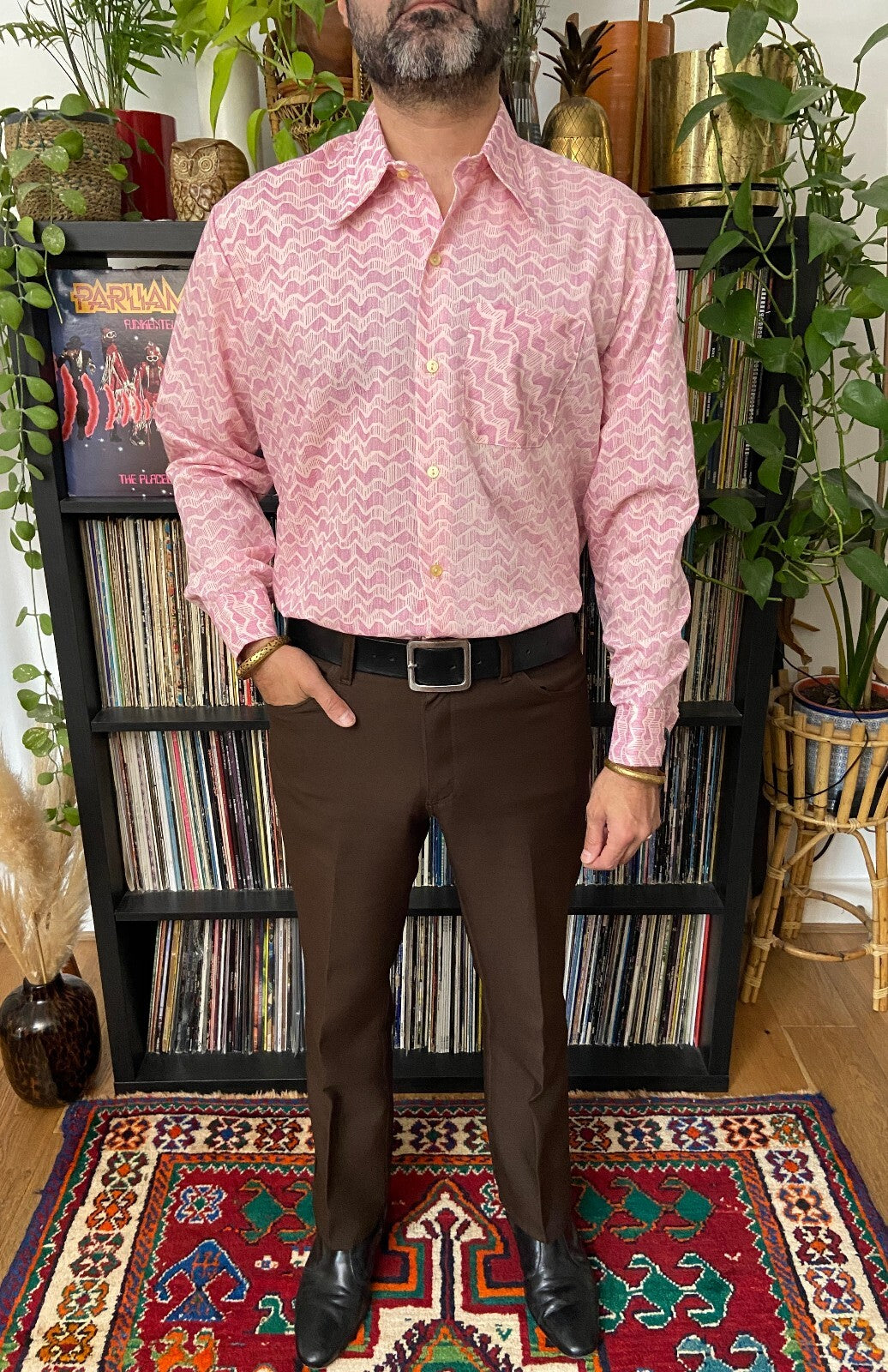 Vintage 1970s Zig-Zag Dagger Collar Shirt