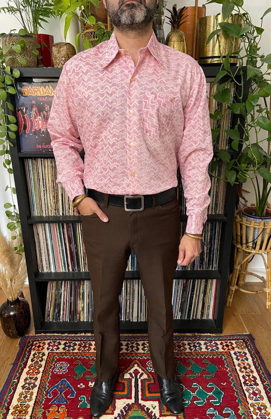 Vintage 1970s Zig-Zag Dagger Collar Shirt
