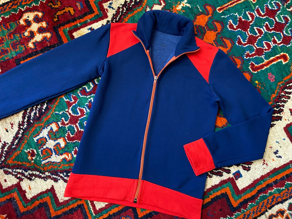 Vintage 1970s Navy & Red Track Top