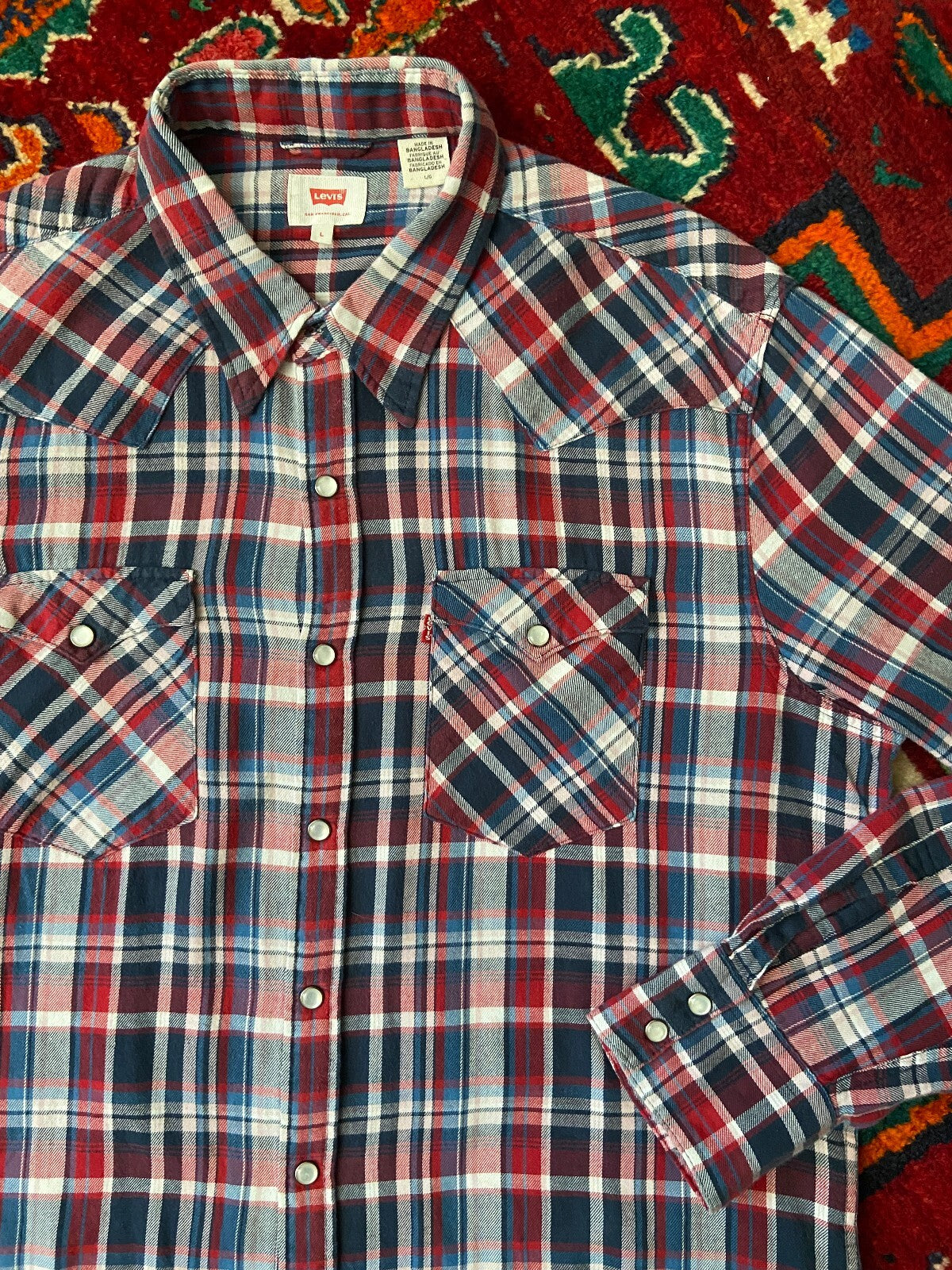 Vintage 90s Red & Navy Levi's Western Shirt