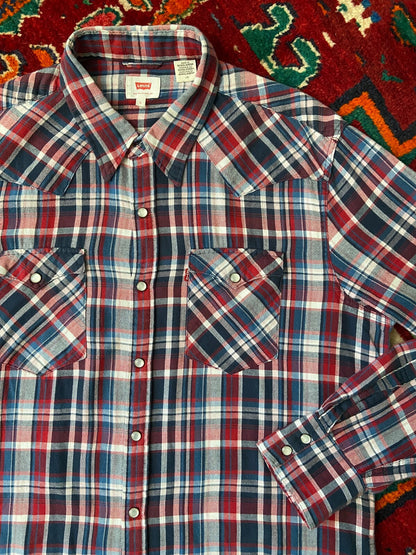 Vintage 90s Red & Navy Levi's Western Shirt