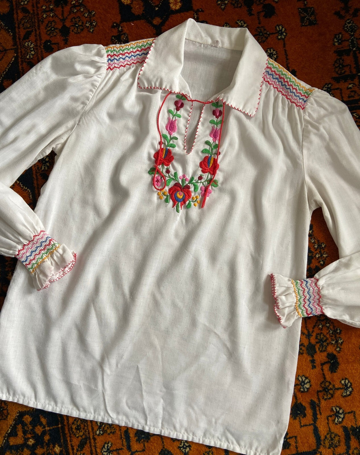 Vintage 1970s Embroidered Penny Lane Blouse