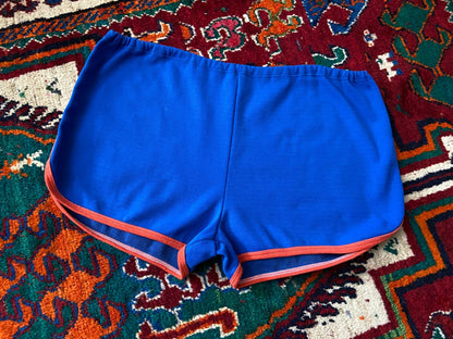 Vintage 1970s Men's Blue & Red Running Shorts W38-44