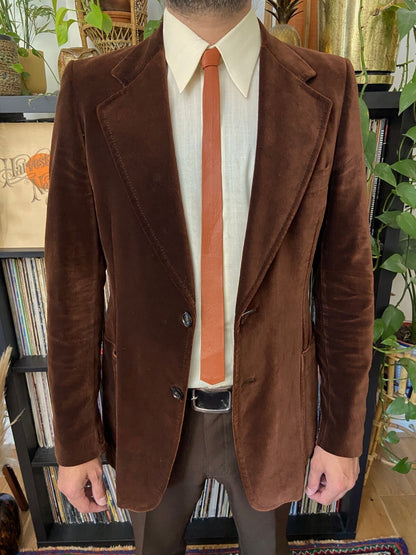 Vintage 1970s Terracotta Leather Skinny Tie