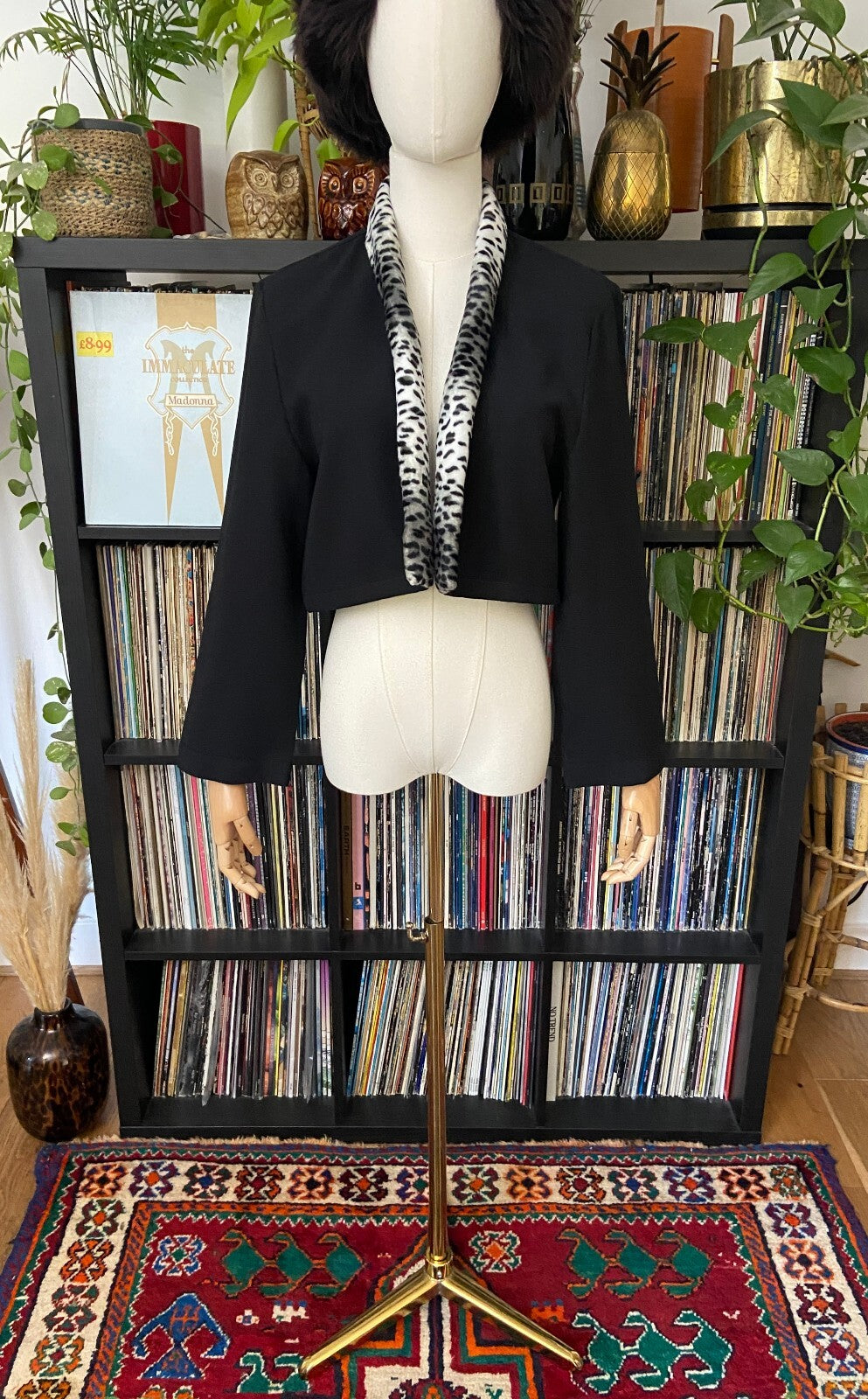 Vintage 1980s Leopard & Pyramid Cropped Jacket
