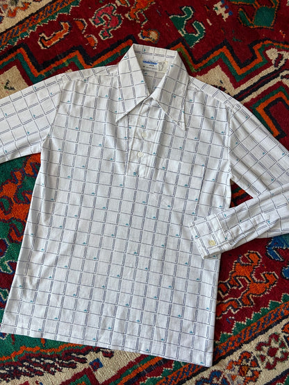 Vintage 1970s White Japanese Dagger Collar Jersey Top
